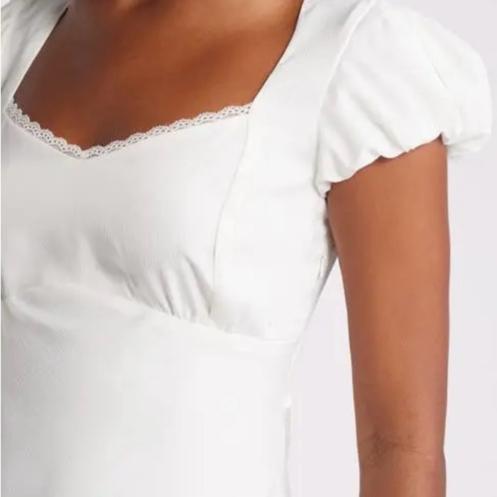 All in Favor Puff Sleeve Sweetheat Neck Dress in Ivory XL NWT - Picture 1 of 7